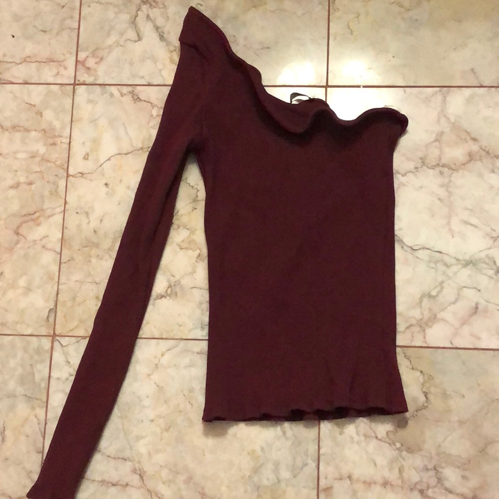 Burgundy one- sleeved top